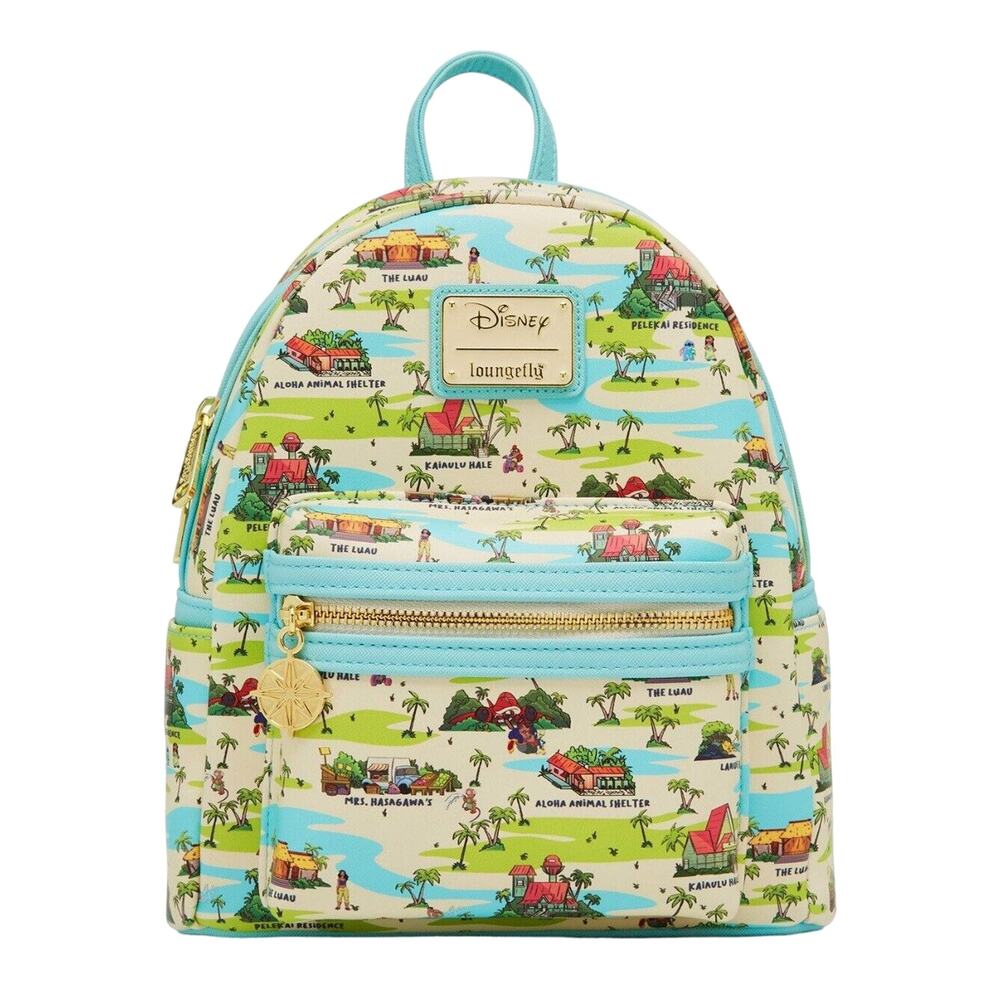 Loungefly Disney Lilo & Stitch Locations AOP Map Mini Backpack